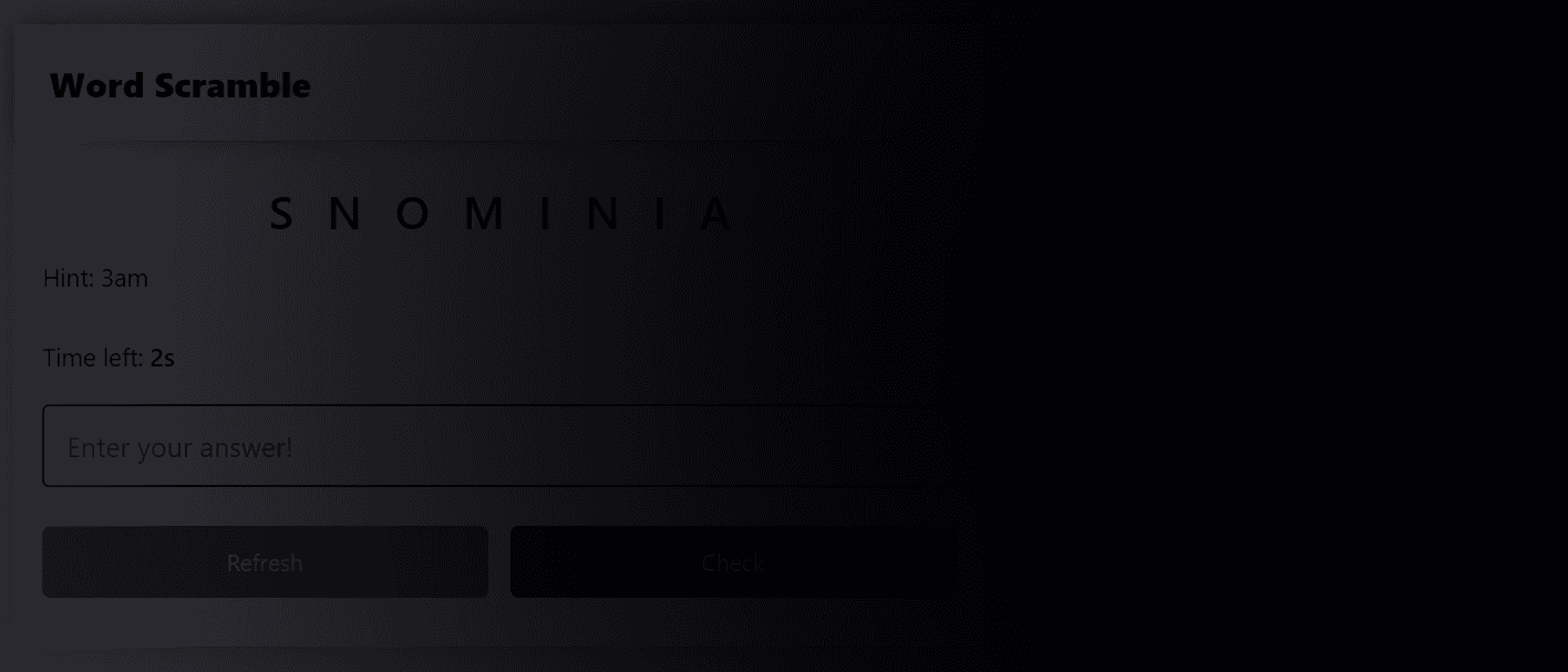 Screenshot of Word Scramble